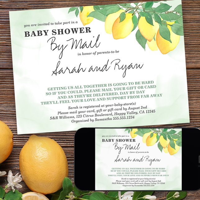 Citrus Lemons Mint Wash Baby Shower by Mail Invitation (Creator Uploaded)