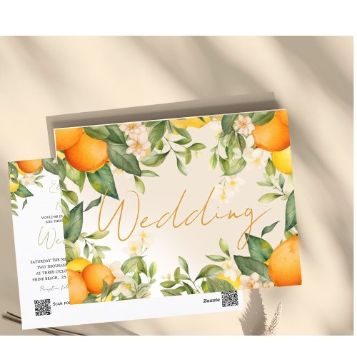 Citrus Lemons Orange Summer Wedding Invitation Postcard