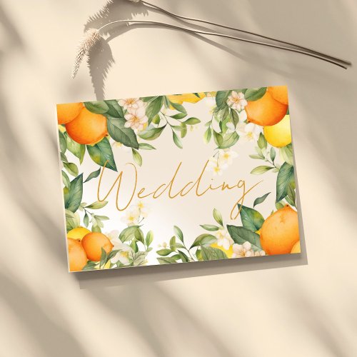 Citrus Lemons Oranges Botanical Modern Wedding Invitation