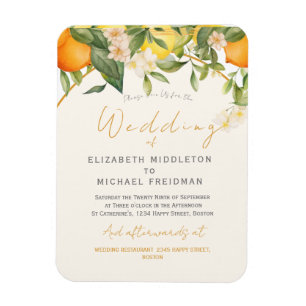 Citrus Lemons Oranges Botanical Modern Wedding Magnet