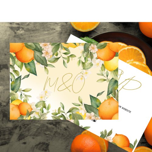 Citrus Lemons Oranges Botanical Modern Wedding RSVP Card