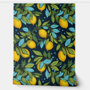 Citrus Lemons Pattern Wallpaper