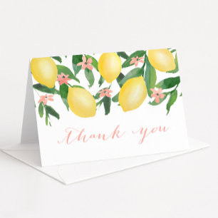 Citrus Lemons Pink Baby Shower or Bridal Shower Thank You Card