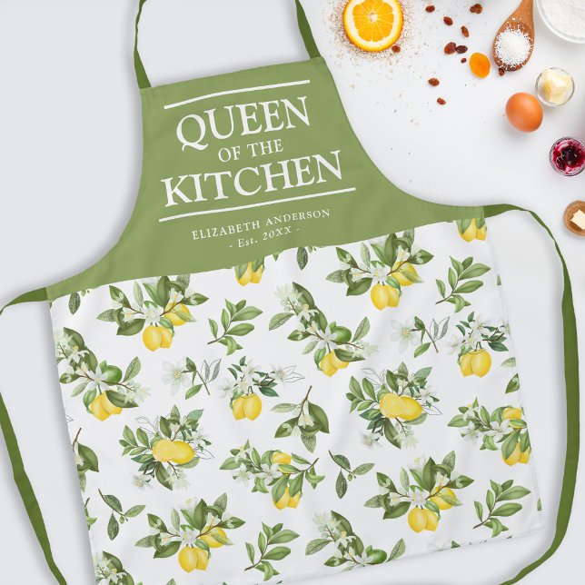 Citrus Lemons Queen of the Kitchen Name Apron (Creator Uploaded)