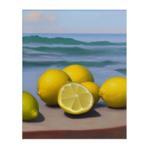 Citrus lemons, sea backdrop. Idyllic setting Acrylic Print