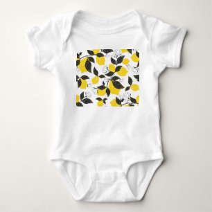 Citrus Lemons, Vintage Summer Seamless. Baby Bodysuit
