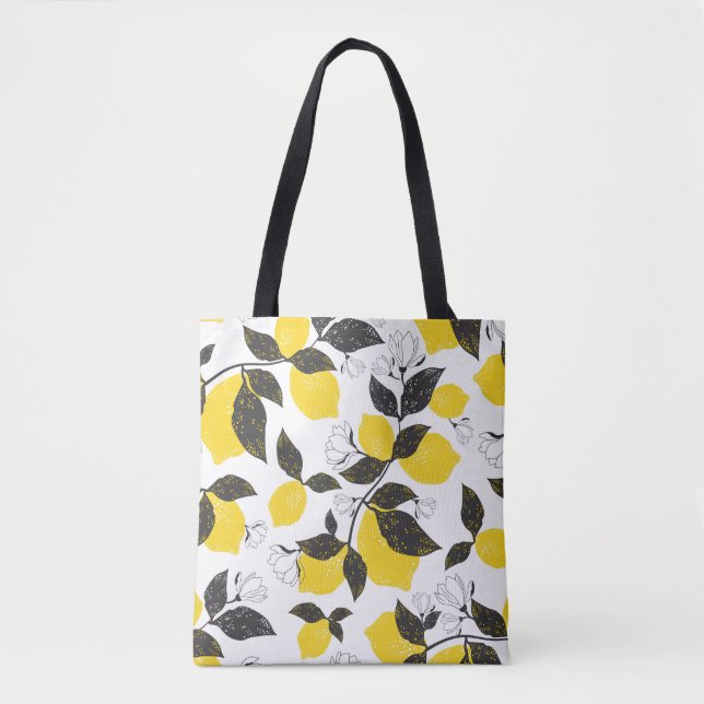 Citrus Lemons, Vintage Summer Seamless. Tote Bag (Front)