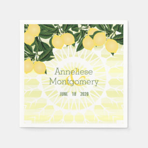 Citrus Lemons with Stripes - Wedding Napkins