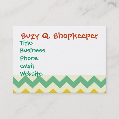 Citrus Lime Green Orange Yellow Chevron Zigzags Business Card