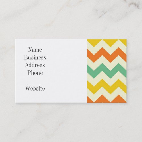 Citrus Lime Green Orange Yellow Chevron Zigzags Business Card