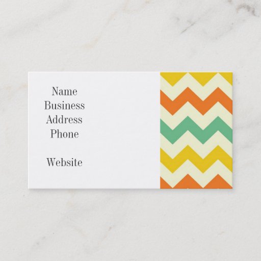 Customizable Citrus Lime Green Orange Yellow Chevron Zigzags Business Cards