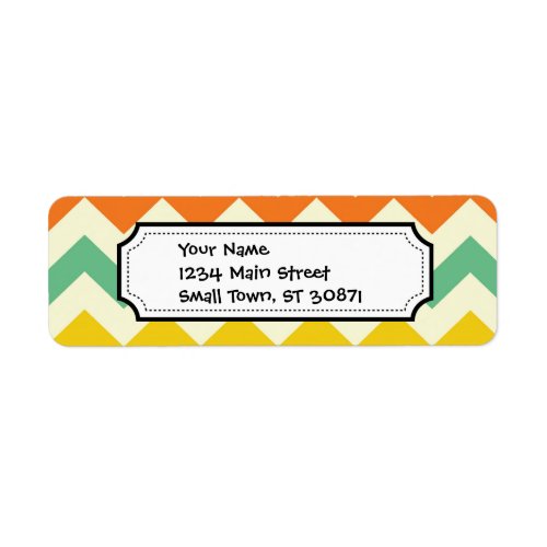 Citrus Lime Green Orange Yellow Chevron Zigzags Label