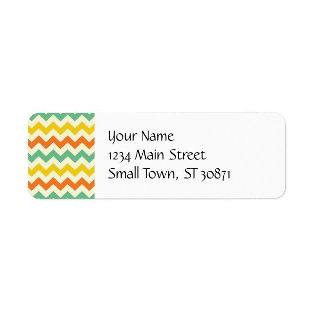 Citrus Lime Green Orange Yellow Chevron Zigzags Label (Front)