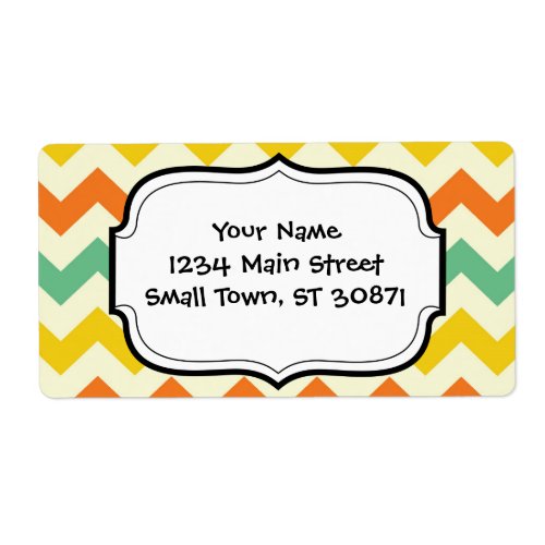 Citrus Lime Green Orange Yellow Chevron Zigzags Label