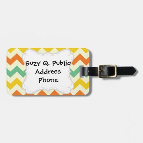 Citrus Lime Green Orange Yellow Chevron Zigzags Luggage Tag