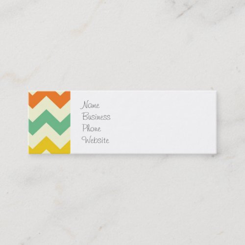 Citrus Lime Green Orange Yellow Chevron Zigzags Mini Business Card