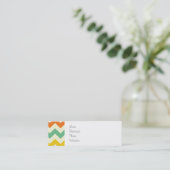 Citrus Lime Green Orange Yellow Chevron Zigzags Mini Business Card (Standing Front)