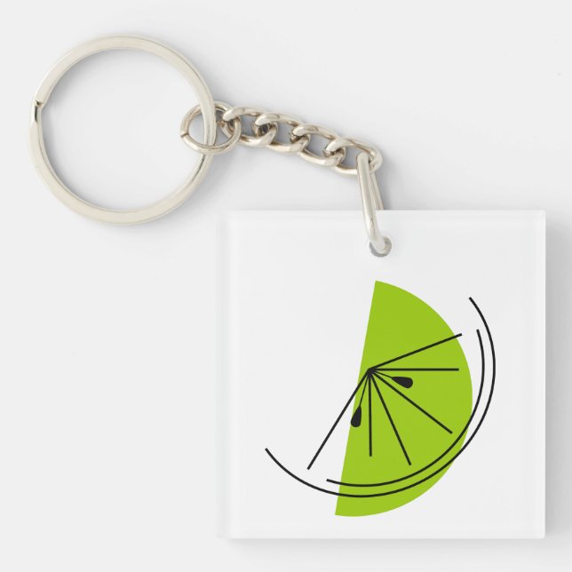 Citrus Lime Monogram square double-sided Keychain (Front)
