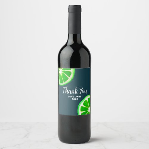 Citrus lime slice modern thank you gift wine label