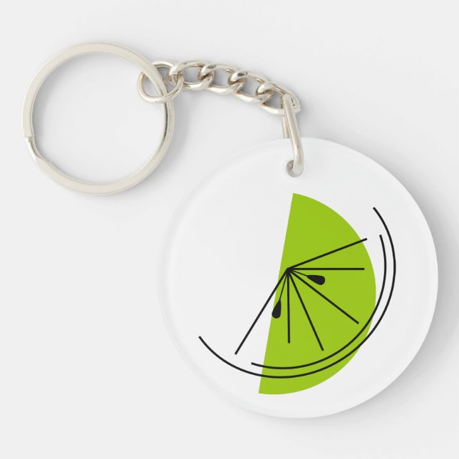 Citrus Lime Text circle double-sided Keychain (Front)