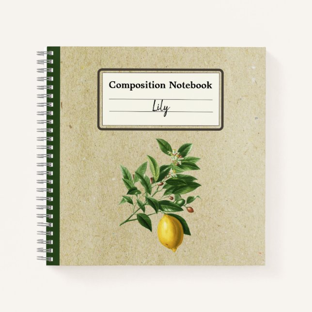 Citrus Limonium Illustration Personalized Comp Notebook (Front)