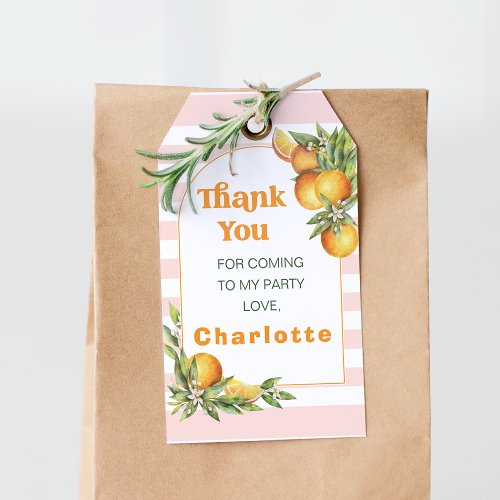 Citrus Little Cutie 1st Birthday Thank You Gift Tags