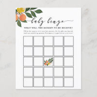 Citrus Little Cutie Baby Bingo Game Card