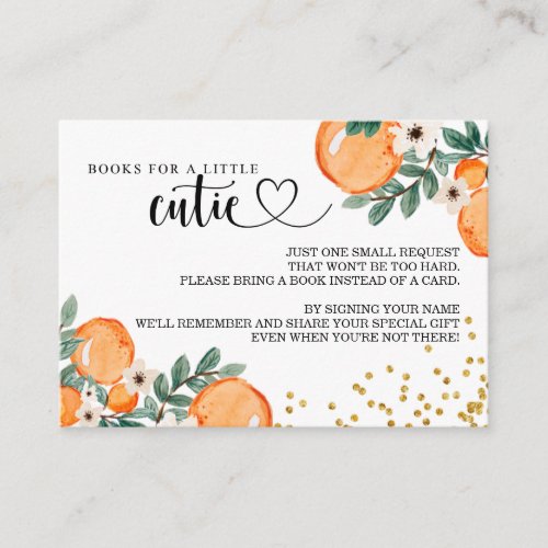 Citrus Little Cutie Baby Shower Book Request Cards