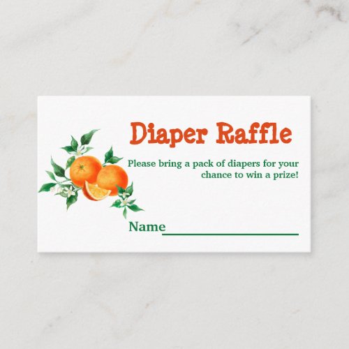 Citrus Little Cutie Baby Shower Game Diaper Raffle Enclosure Card