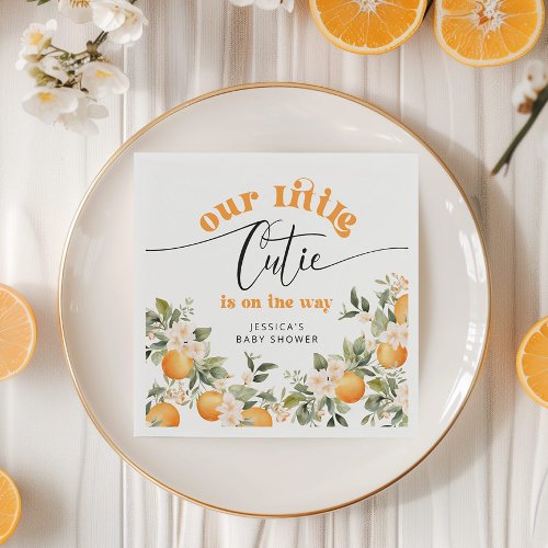 Citrus little cutie baby shower oranges napkins