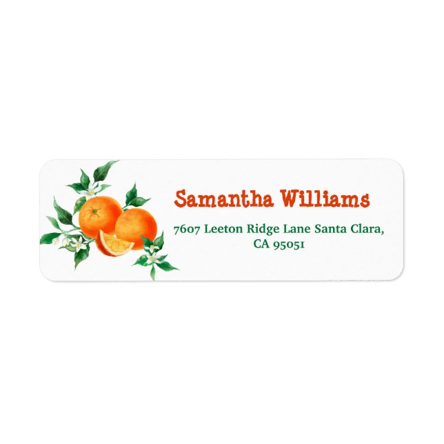 Citrus Little Cutie Blossom Orange Baby Shower Label (Front)