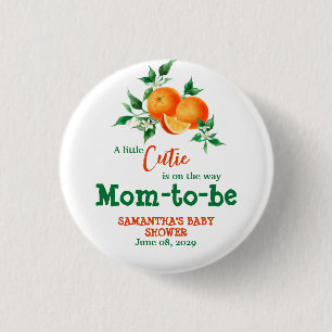 Citrus Little Cutie Botanical Orange Baby Shower C Button