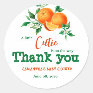 Citrus Little Cutie Botanical Orange Baby Shower C Classic Round Sticker