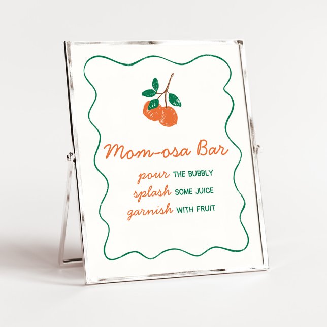 Citrus Little Cutie Modern Baby Shower Mom Osa Bar Poster (Citrus Little Cutie Baby Shower Mom Osa Bar Sign)