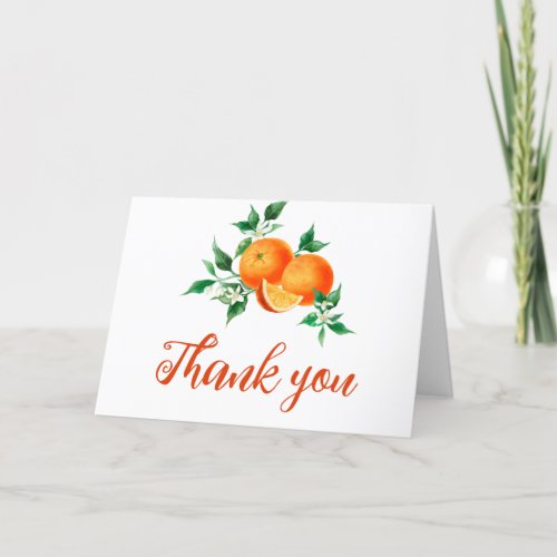 Citrus Little Cutie On The Way Orange Baby Shower  Thank You Card