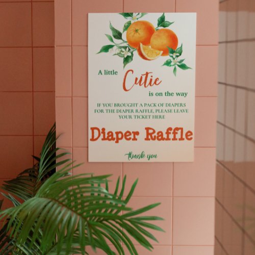 Citrus Little Cutie Orange Baby Diaper Raffle Game Poster