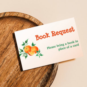 Citrus Little Cutie Orange Baby Shower Book Game  Business Card