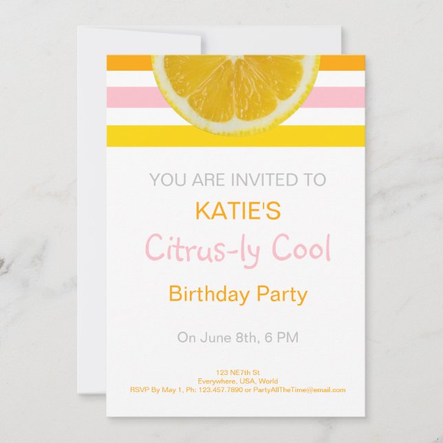Citrus-ly Cool Birthday Invitation (Front)