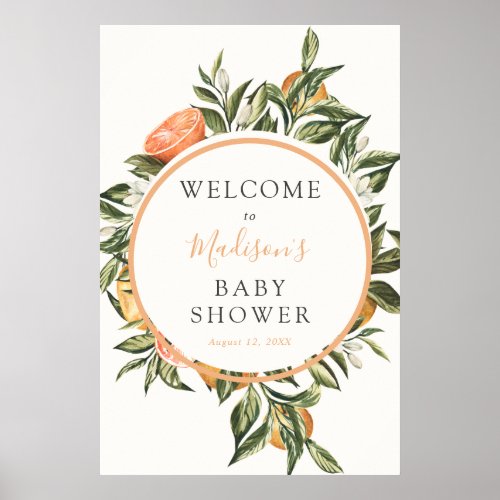 Citrus Main Squeeze Baby Shower Welcome Sign