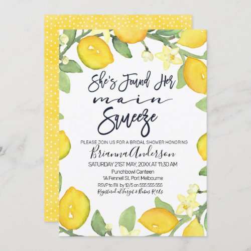 Citrus main squeeze bridal shower invitation