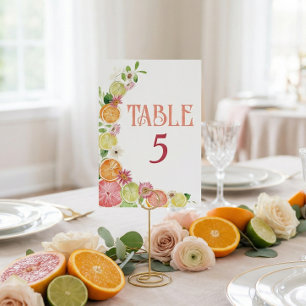 Citrus Main Squeeze Bridal Shower Table Number