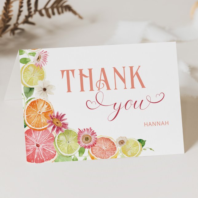 Citrus Main Squeeze Summer Bridal Shower Thank You Card (Creator Uploaded)