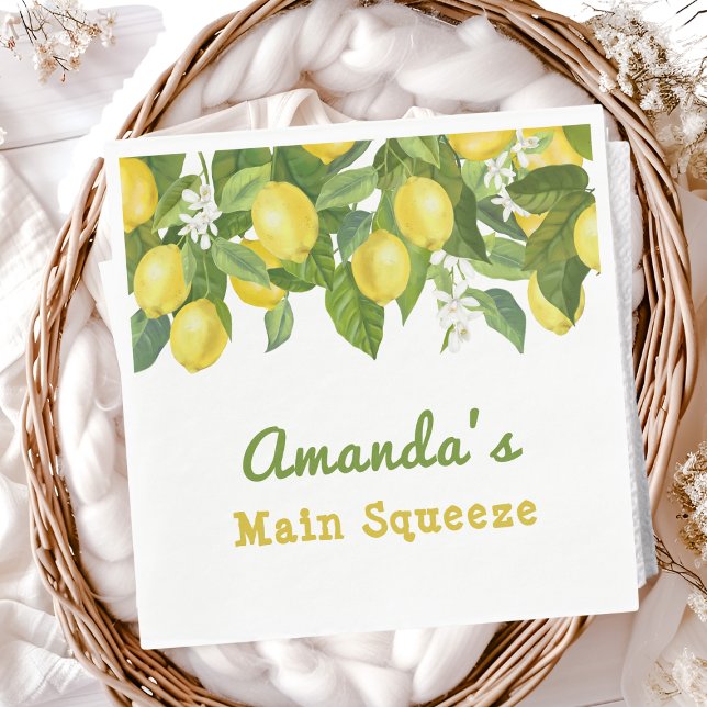 Citrus Main Squeeze Sweetie Lemon Baby Shower Napkins (Creator Uploaded)