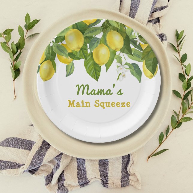 Citrus Main Squeeze Sweetie Lemon Baby Shower Paper Plates (Creator Uploaded)