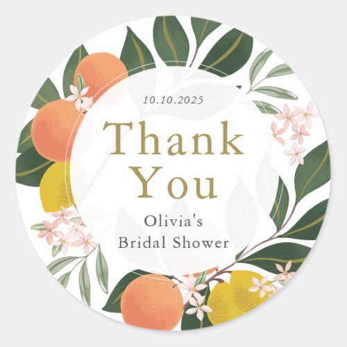 Citrus Main Squeeze Thank You Classic Round Sticker