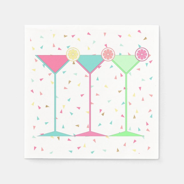 Citrus Martini Cocktail Confetti Party Celebration Paper Napkins (Front)