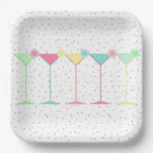 Citrus Martini Cocktail Confetti Party Celebration Paper Plates