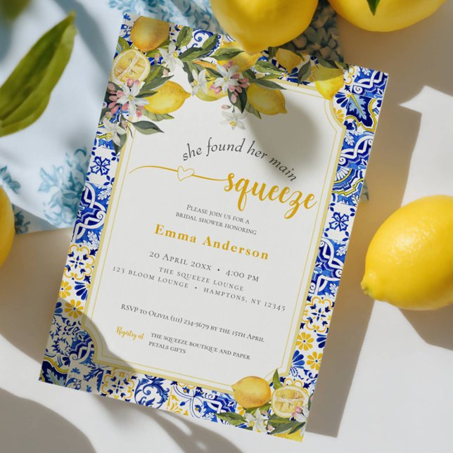 Citrus Mediterranean Main Squeeze Bridal Shower In Invitation (Creator Uploaded)