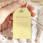 Citrus Minimal Yellow Destination Wedding Welcome Gift Tags<br><div class="desc">Introducing our Citrus Minimal Yellow Destination Wedding Welcome Gift Tags Design, where simplicity meets sophistication in a palette of bright citrus hues. With solid backgrounds in pink, orange, yellow, or green, and clean typographic fonts, this theme exudes contemporary elegance with a touch of retro charm. Designed to complement our Citrus...</div>