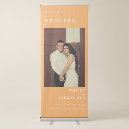 Citrus Minimalist Orange Wedding Photo Welcome Retractable Banner